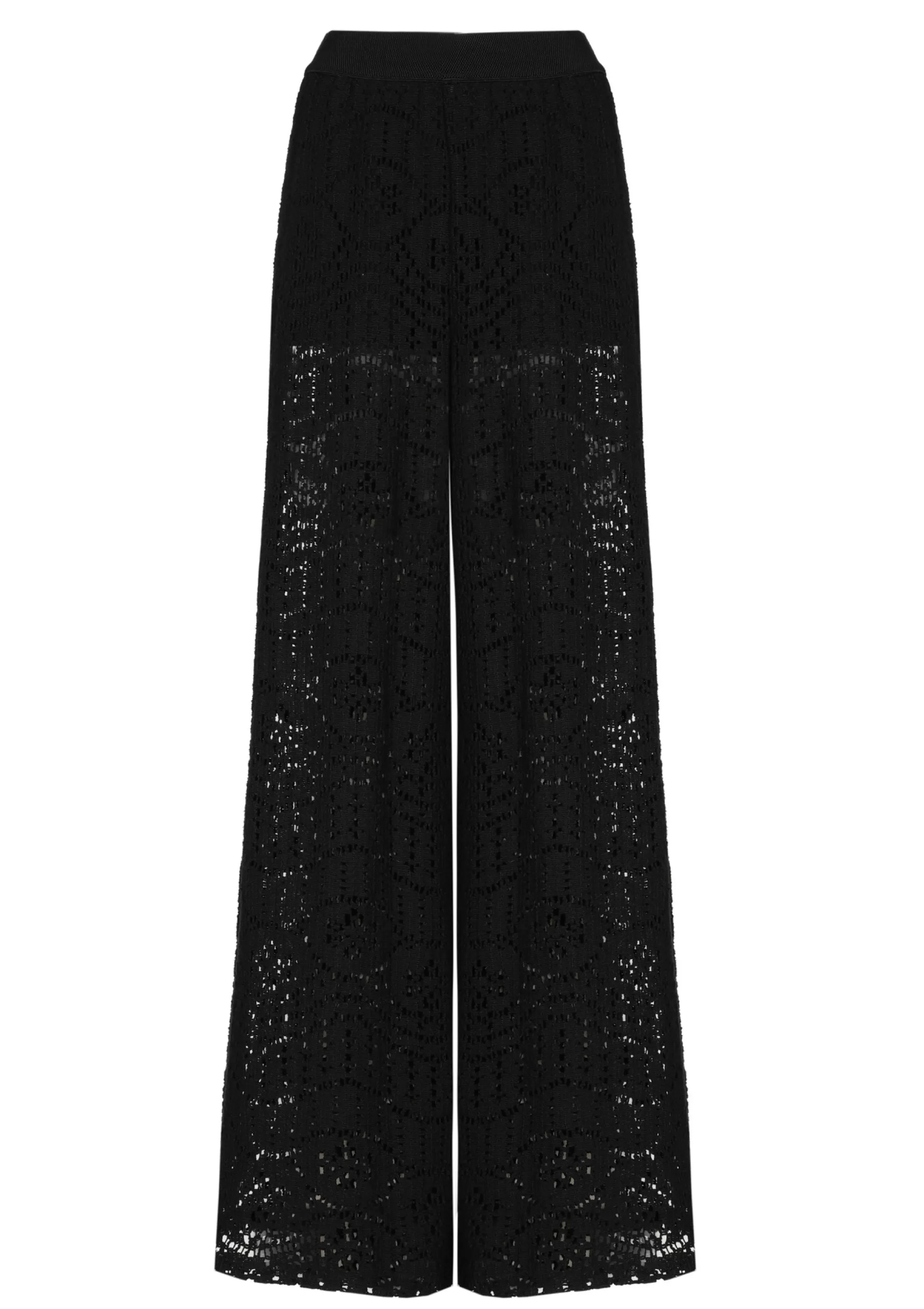 Caroline Biss 1546-10 / Pantalon Fluide En Crochet, Jambe Large, Taille Normale*Femmes Pantalon