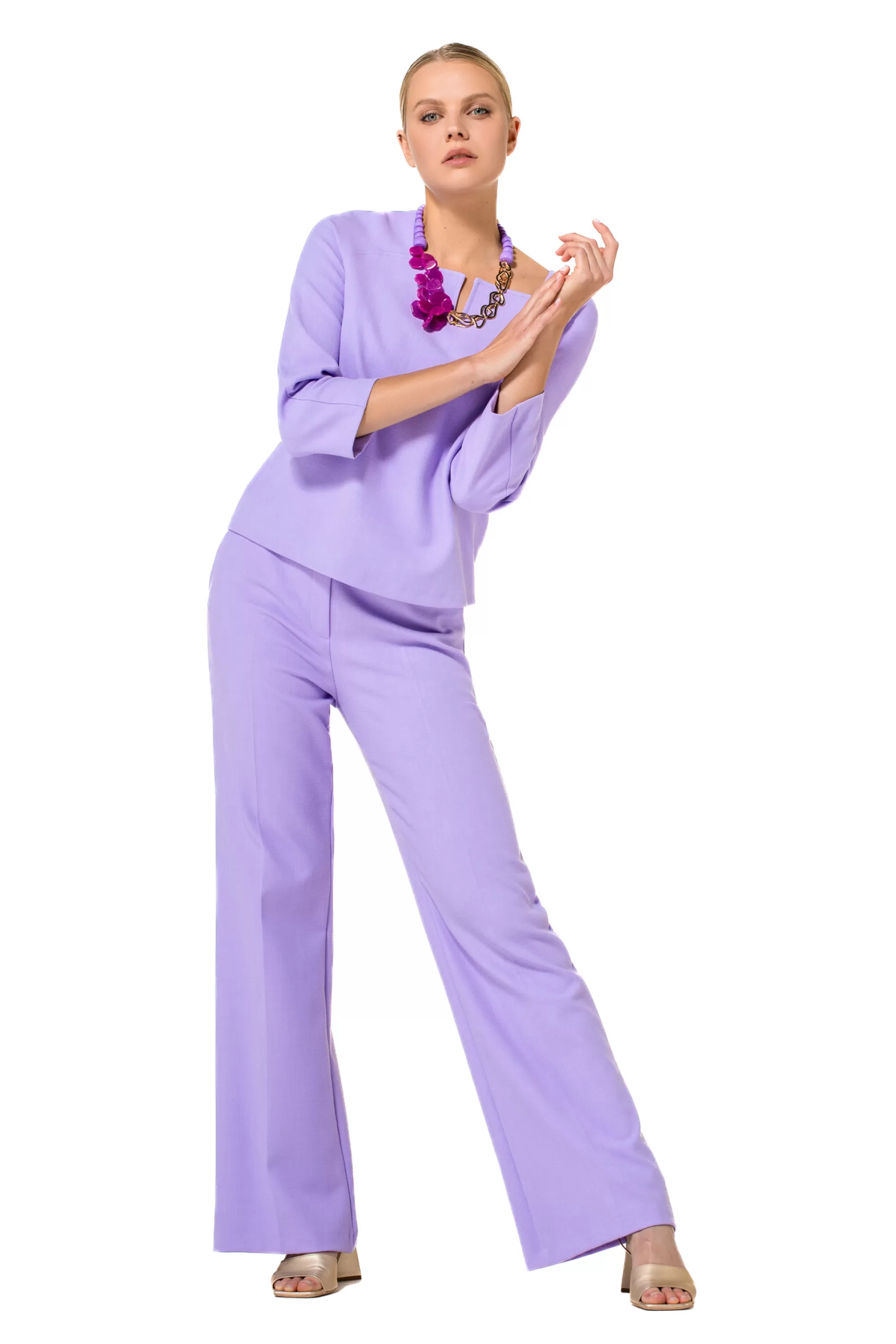 Caroline Biss 1581-46 / Pantalon Habille Confortable, Jambe Droite, Taille Normale*Femmes Pantalon